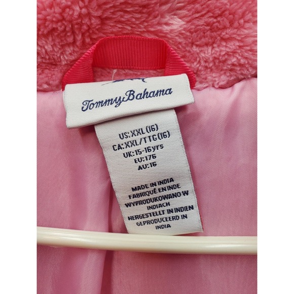 Tommy Bahama Jacket Girls Size 16 Pink Faux Fur Polyester Long Sleeve Full Zip - Picture 7 of 9